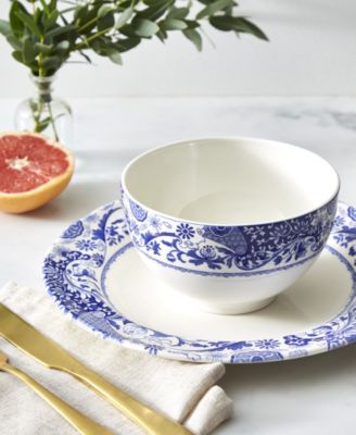 Blue Italian Brocato Rice Bowls, Set of 4