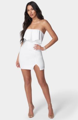 Women's Strapless Flounce Mini Dress
