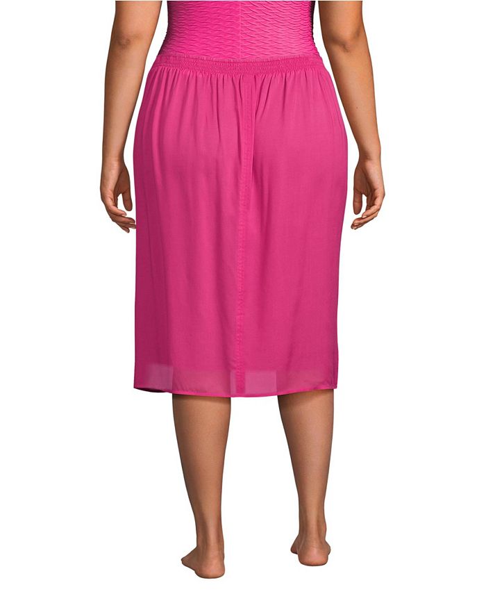Lands' End Plus Size Twist Front Knee Length Swim Coverup Skirt Macy's