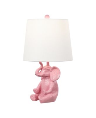 Kairi 21" Modern Shabby Chic Resin/Iron Happy Elephant LED Kids' Table Lamp with Phone Stand, White