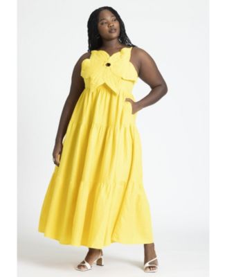 ELOQUII Women's Plus Size Flower Bustier Maxi Dress - Macy's