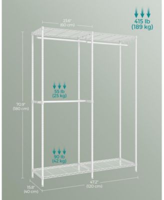 Metal Clothing Racks, Heavy-Duty Garment Rack with Adjustable Wire Shelves, Hanging Rods, Hooks