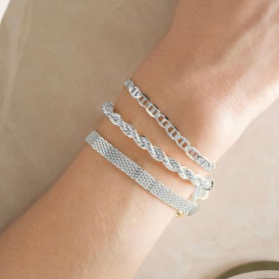 Sterling Silver Mash Chain Adjustable Bracelet