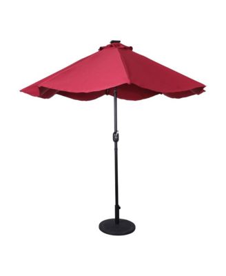 Kinsley 9 Ft Solar Patio Umbrella with LED Lights, Crank Handle & Push Button Tilt