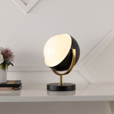 Orion 12" Vintage Classic Metal/Acrylic Adjustable Orb LED Floor Spotlight, Black/Brass Gold