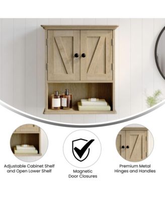 Delilah Wall Mounted Bathroom Medicine Cabinet With Adjustable Cabinet Shelf, Lower Open Shelf, And Magnetic Closure Doors