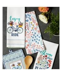 Kitchen Gift Set Collection, Pot Holder 3 Dish Towels, Enjoy the Ride, 4 Piece