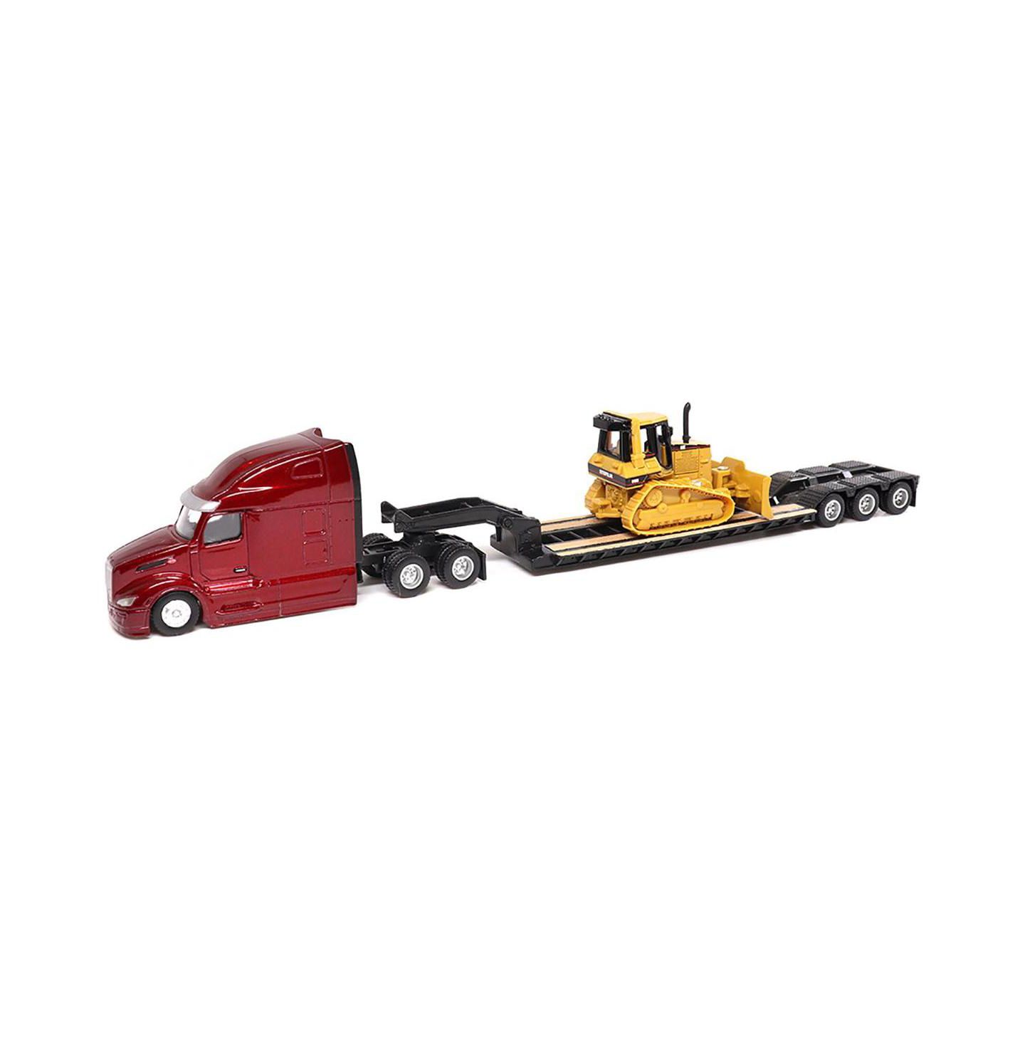 Детские игрушки Diecast Masters 1:87 Scale Peterbilt UltraLoft with Caterpillar D5M Dozer Die-Cast Toy, 3-Piece Set — фото 1