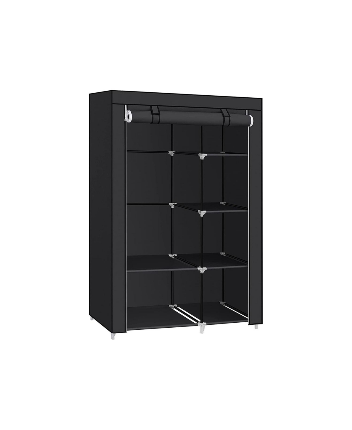 Portable Closet, Clothes Storage Organizer with 6 Shelves, 1 Clothes Hanging Rail - Black