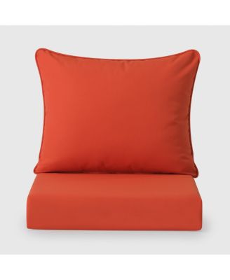 Water Repellent Outdoor 2-Piece Deep Set Patio Seat Back Chair Cushions, 25" x 25"