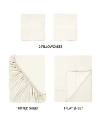 400-TC Egyptian Cotton Solid Deep Pocket 4 Piece Sheet Set, Olympic Queen