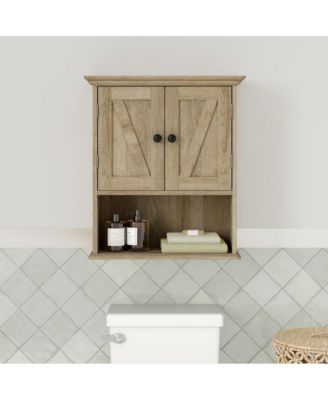 Delilah Wall Mounted Bathroom Medicine Cabinet With Adjustable Cabinet Shelf, Lower Open Shelf, And Magnetic Closure Doors