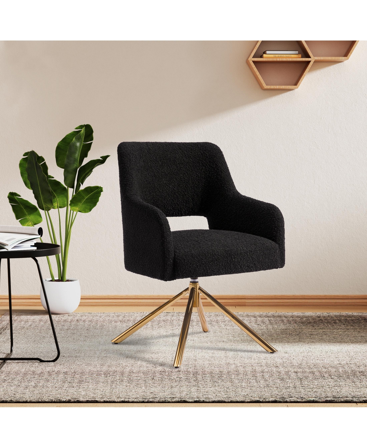 Mid-Century Modern Wide Boucle Swivel Accent Arm Chair (Set of