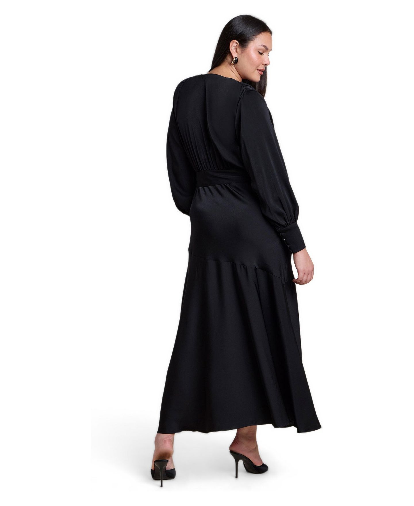 Женское платье ELOQUII Satin Maxi, цвет: Чёрный оникс — фото 3