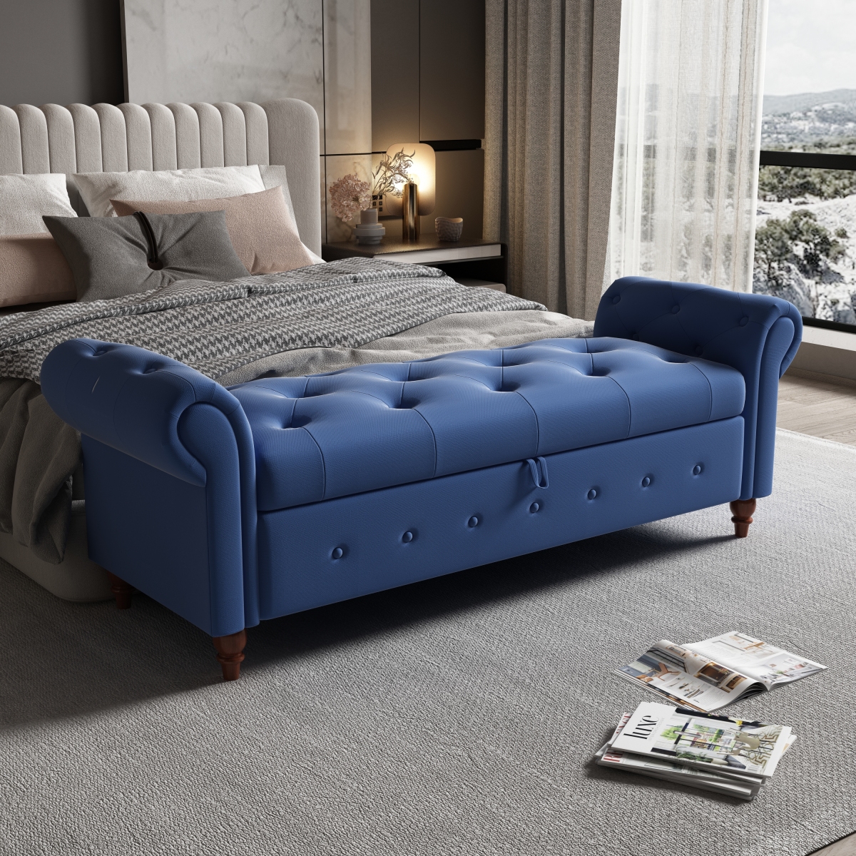 Streamdale Furniture Bed BenchFabric - Navy blue