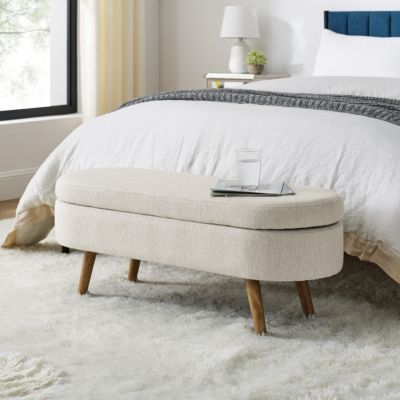 Streamdale Ottoman Oval Storage Bench, Rubberwood Legs