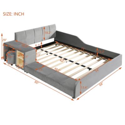 Upholstered Mother & Child Bed Set with Desk & Stool