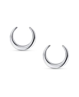 Tribal Style Minimalist Horn Crescent Luna Waning Half Moon Earrings Gold Plated Sterling Silver