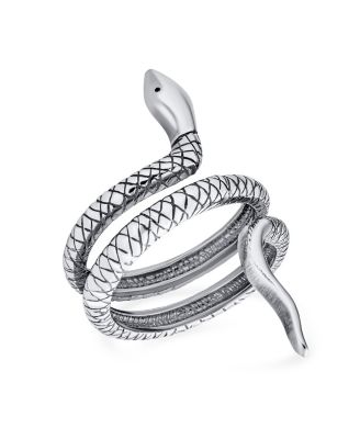 Garden Animal Pet Reptile Egyptian Stack Wrap Coil Serpent Snake Ring Band .925 Sterling Silver