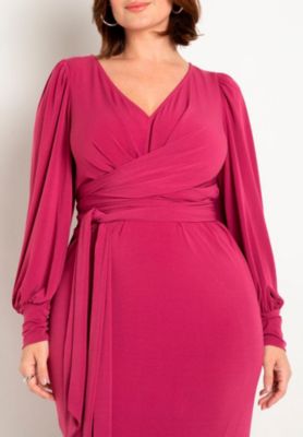 Women's Plus Size Cross Front Midi Dress