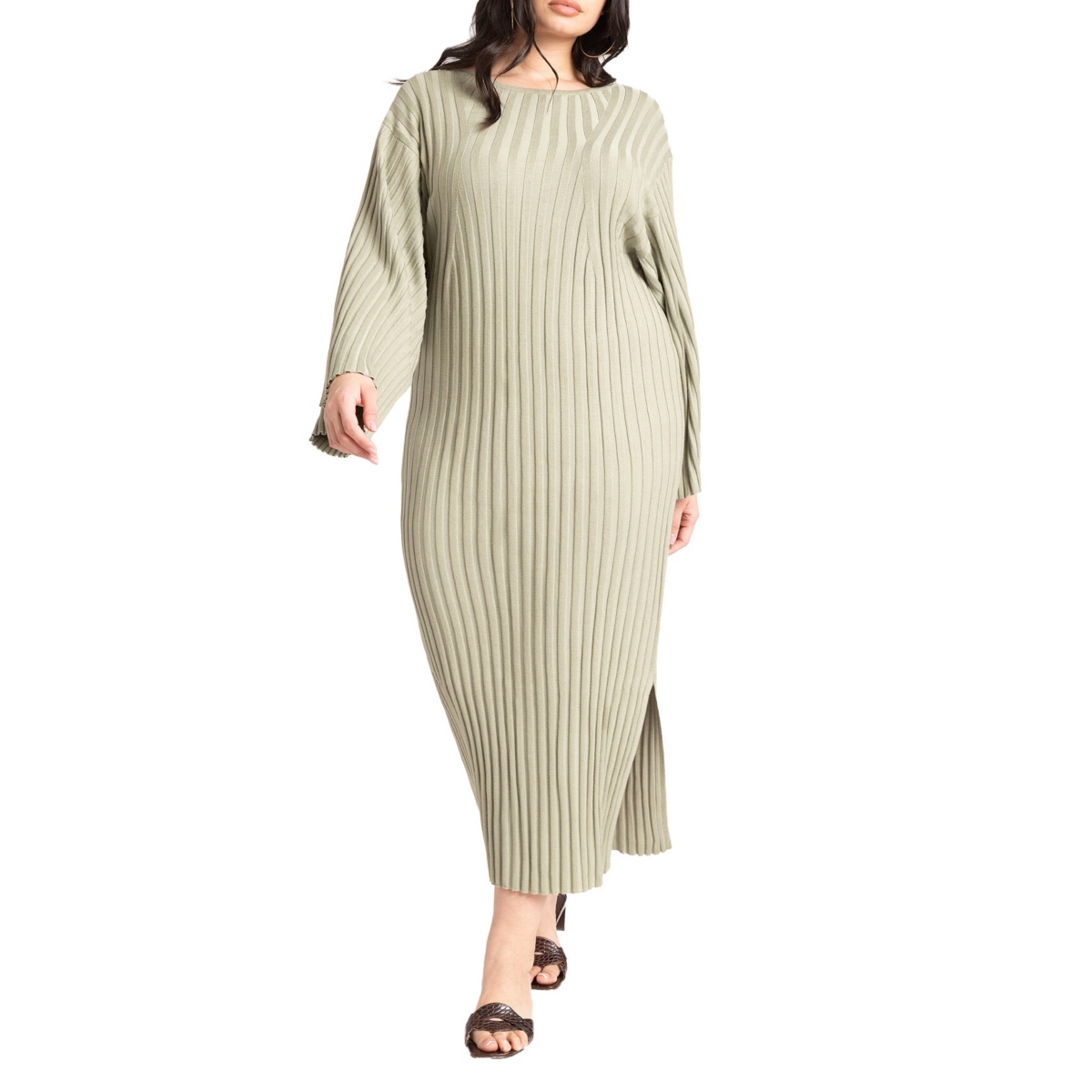 Plus Size Wide Sleeve Maxi Sweater Dress - Barbados cherry