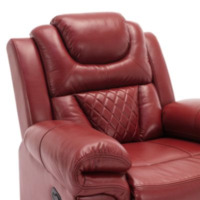 Single Peice Faux Leather Manual Recliner Chair with LED Lights for Home Theater