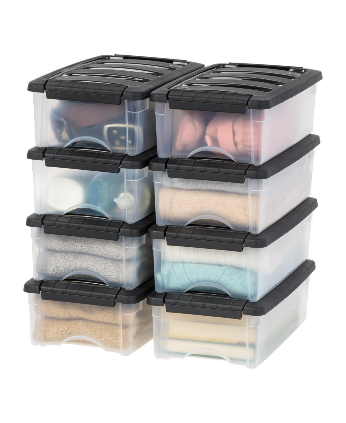 6 Qt Stackable Plastic Storage Bins with Lids, 8 Pack - Bpa-Free, Made in Usa - See-Through Organizing Solution, Latches, Durable Nestable Co