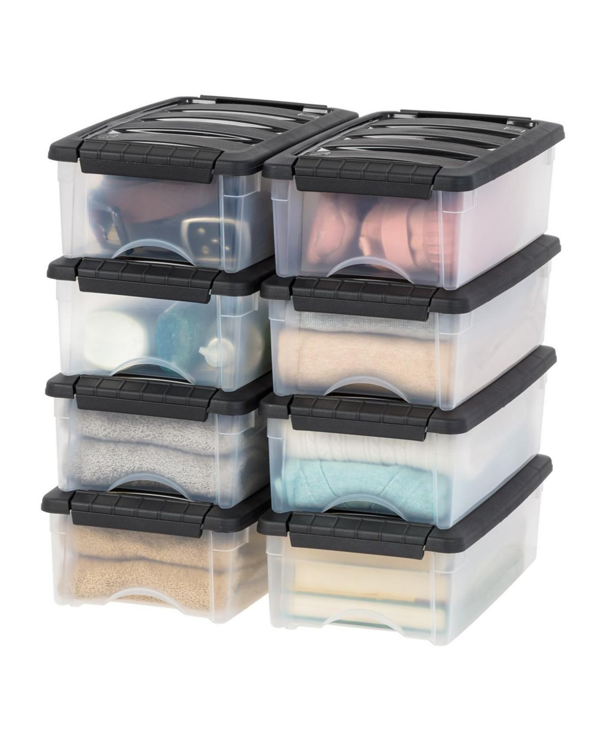 USA 6 Qt Stackable Plastic Storage Bins with Lids, 8 Pack - BPA-Free ...