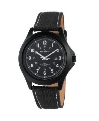 Peugeot Men s 40mm Military Dial Sport Watch with Black Canvas Strap Macy s