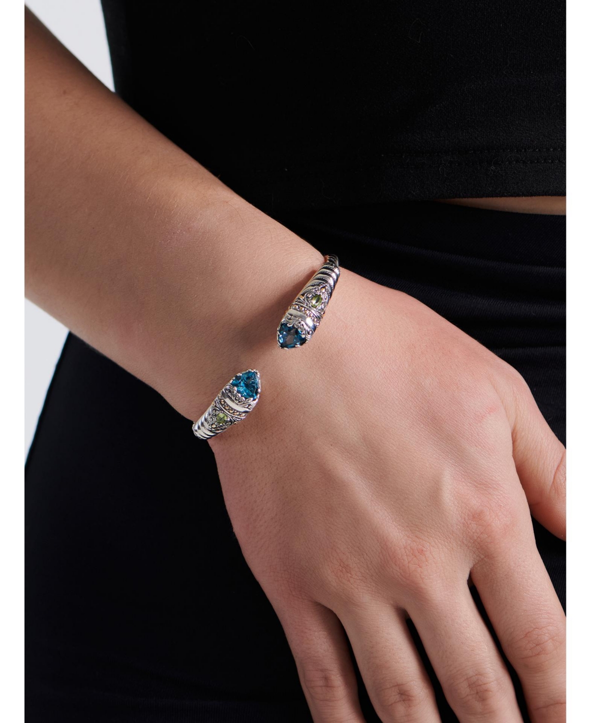 Devata Amethyst & Bali Uluwatu Cuff Bracelet in Sterlingand 18K Gold - Silver