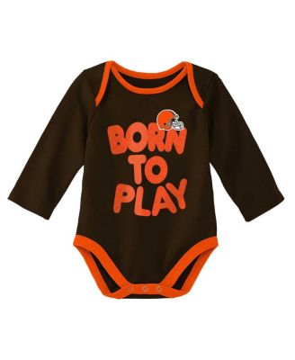 Newborn Infant Brown/Heathered Gray Cleveland Browns Born To Win Two-Pack Long Sleeve Bodysuit Set