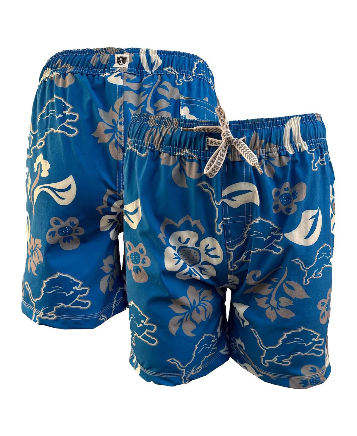 Wes & Willy Wes Willy Youth Blue Detroit Lions Floral Volley Swim Trunks