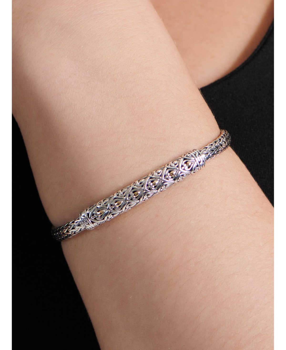 Devata Dragon Skin Dragon Bone Chain Bracelet in Sterlingand 18K Gold - Silver