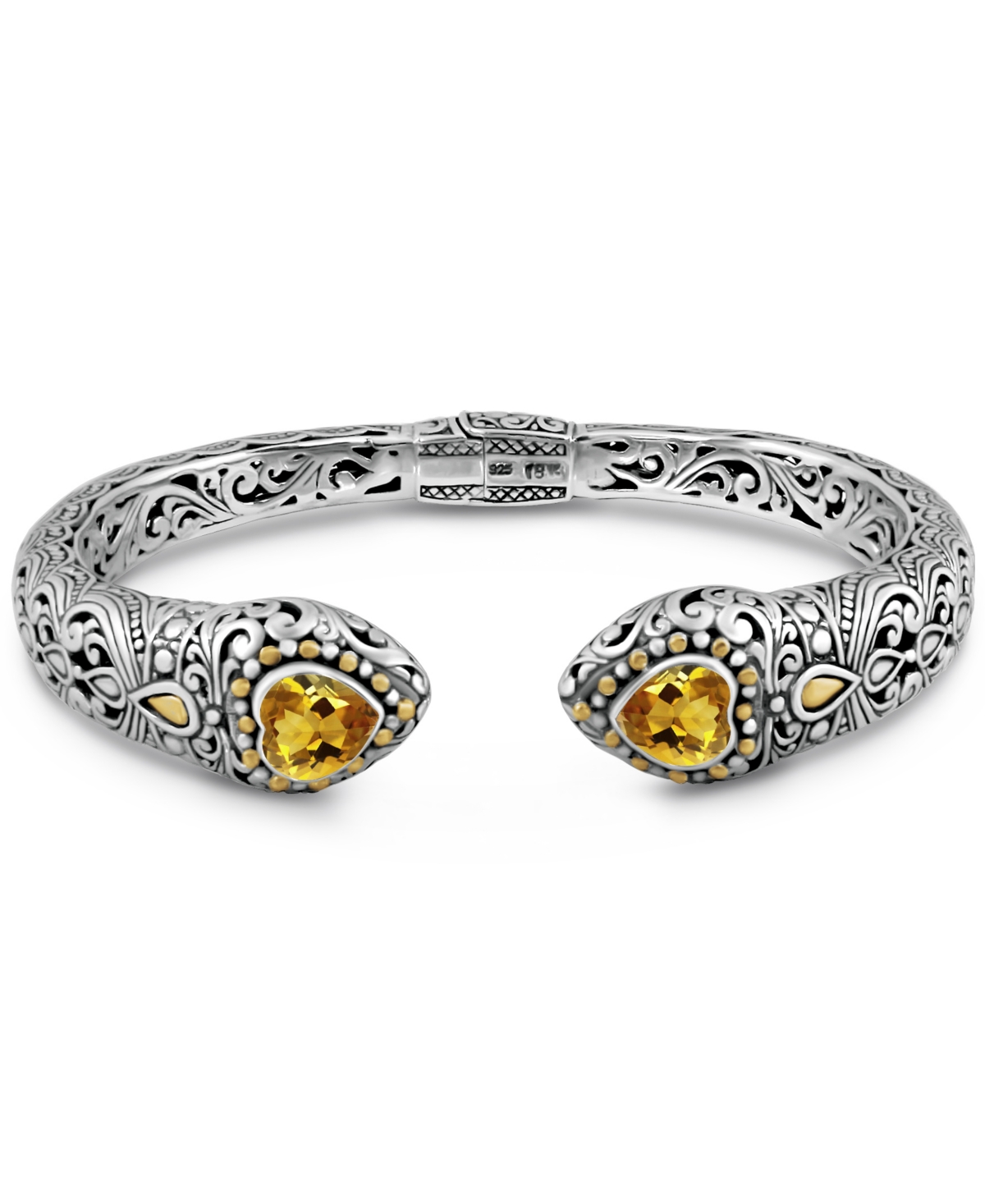 Devata Citrine & Bali Lovina Cuff Bracelet in Sterlingand 18K Gold - Silver