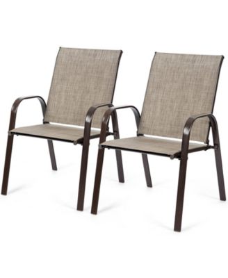 2 Pieces Patio Outdoor Dining Chair with Armrest