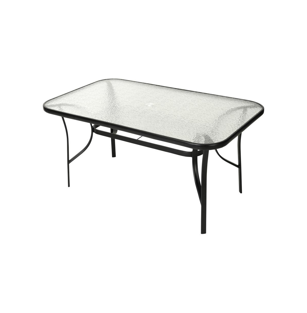 Merrick Lane Bardwell 7 Piece Outdoor Dining Table Set For 6 With Glass-Top Patio Table And 6 Stack Chairs With Flex Comfort Material