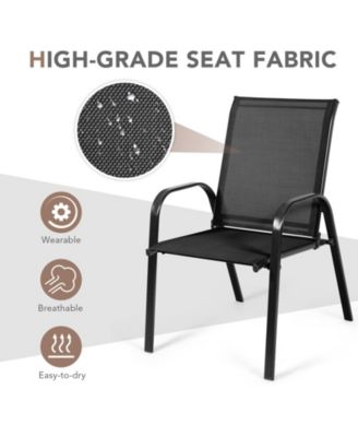 2 Pieces Patio Outdoor Dining Chair with Armrest