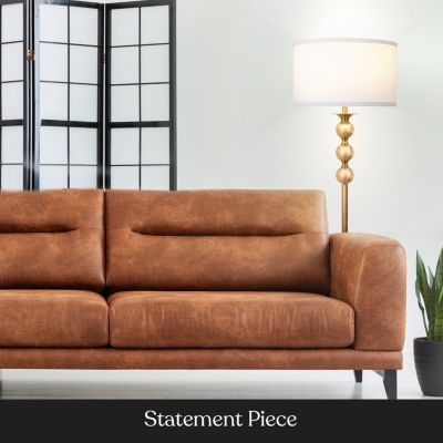 Riley 60" Modern Gold LED Floor Lamp with Classic Drum Shade