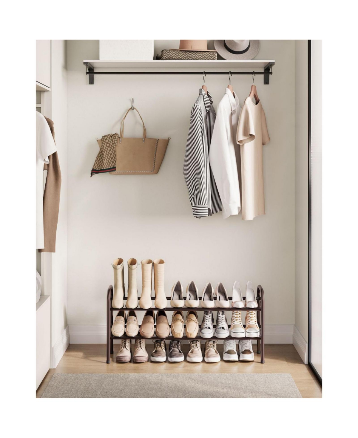 Slickblue Expandable Shoe Rack, Metal Shoe Shelf Storage, Adjustable Shoe Organizer for 8-20 Pairs of Shoes