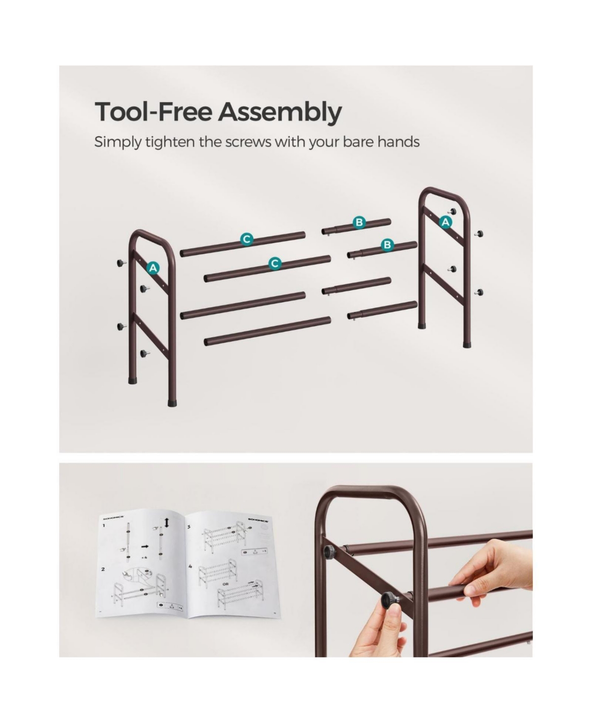 Slickblue Expandable Shoe Rack, Metal Shoe Shelf Storage, Adjustable Shoe Organizer for 8-20 Pairs of Shoes