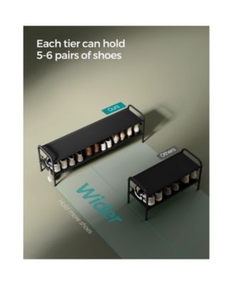 Multi Tier Shoe Rack, Shoe Organizer, Fabric Shoe Shelf Storage, Height-Adjustable Shoe Rack, 2 Tier