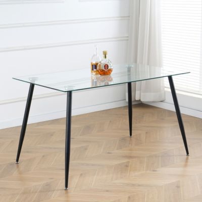 Streamdale Glass Dining Table with Metal Legs