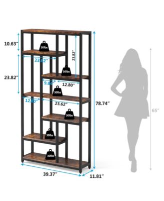 79 Inch Extra Tall Bookshelf, 7-Tier Vintage Bookcase, Industrial 10-Shelf Open Storage Shelves Display Shelves Organizer for Home Office