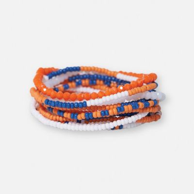 Ink + Alloy Sage 10 Stranded Beaded Stackable Stretch Bracelets - Blue  Orange