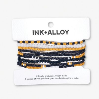 Ink + Alloy Sage 10 Stranded Beaded Stackable Stretch Bracelets - Yellow  Navy