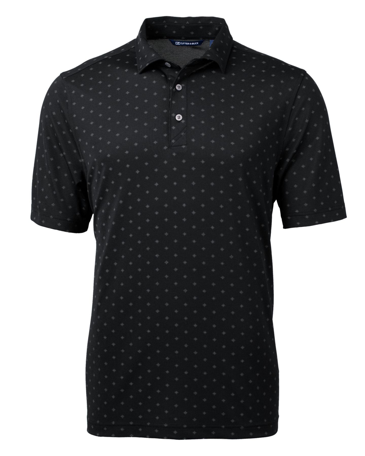 Мужское поло Cutter & Buck Virtue Eco Pique Tile Print Recycled Polo Shirt, цвет: Чёрный — фото 2