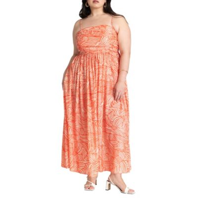 ELOQUII Women's Plus Size Shirred Bodice Flare Dress - Macy's
