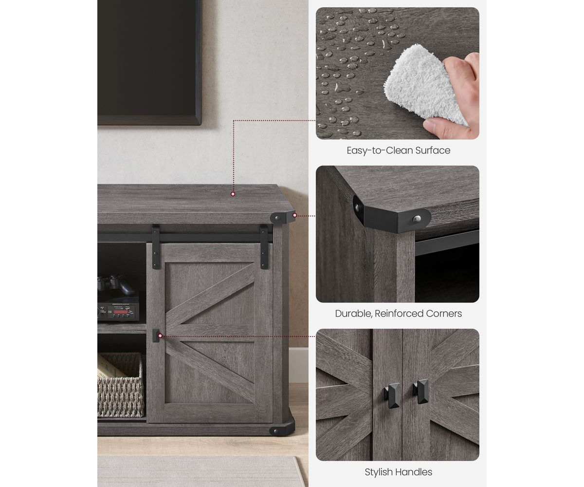 Tv Stand for TVs up to 65 Inches, Farmhouse Entertainment Center with Sliding Barn Doors