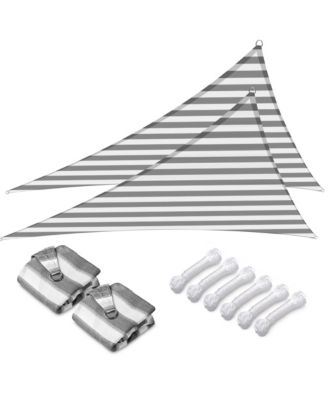 2 Pack 7 Ft 97% UV Block HDPE Triangle Sun Shade Sail Canopy Outdoor Poolside