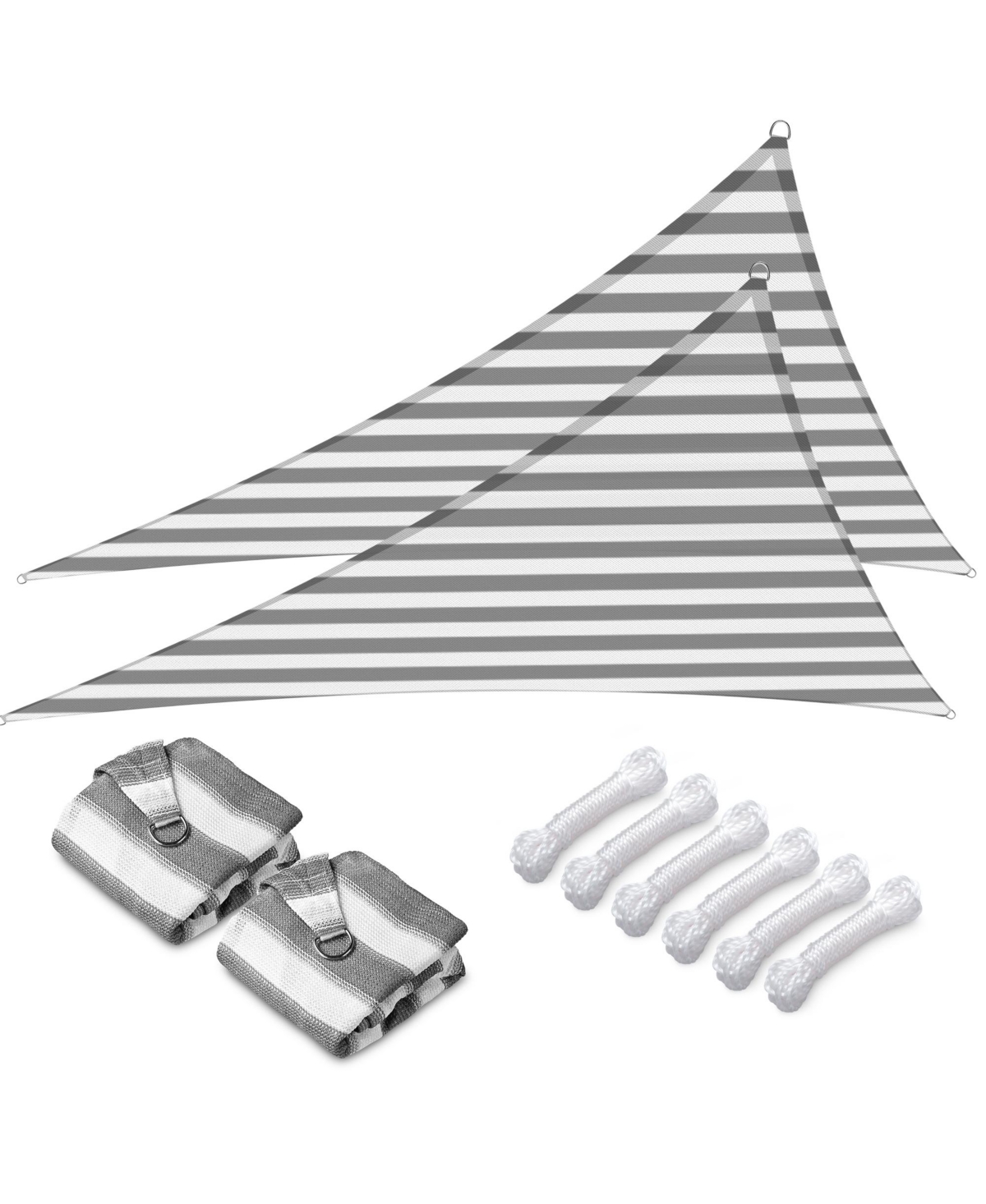 2 Pack 7 Ft 97% Uv Block Hdpe Triangle Sun Shade Sail Canopy Outdoor Poolside